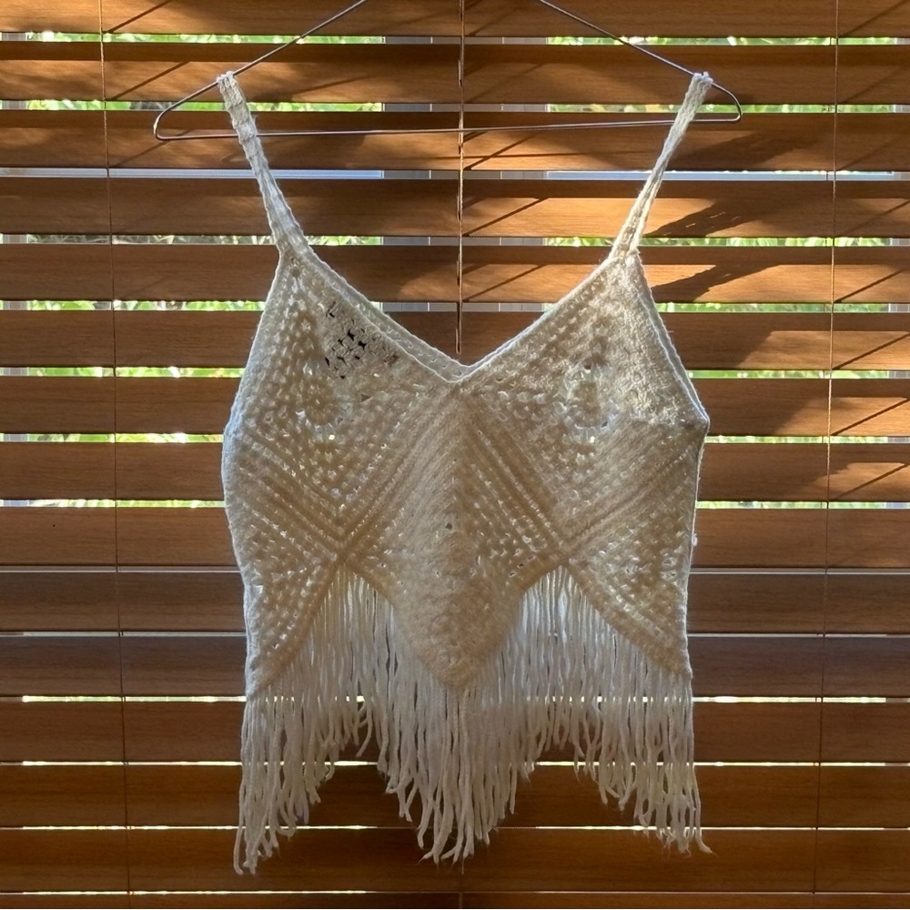 Forever 21 Ivory Crochet Knit Top ~ Small